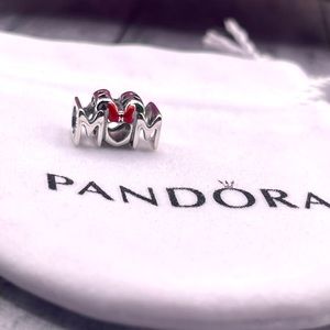 Minnie Mouse Bow & Mom Charm for Pandora Bracelet Sterling Silver Mother…